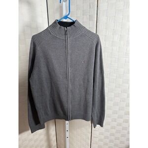 Tommy Hilfiger Men's Gray Full Zip Mock Neck Sweater L G
